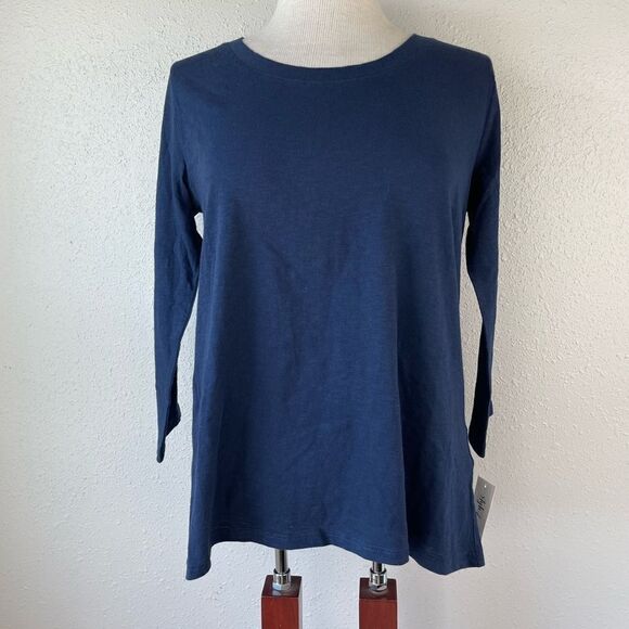 NWT Style & Co Three Quarter Sleeve Blue Top Size S - Picture 1 of 6